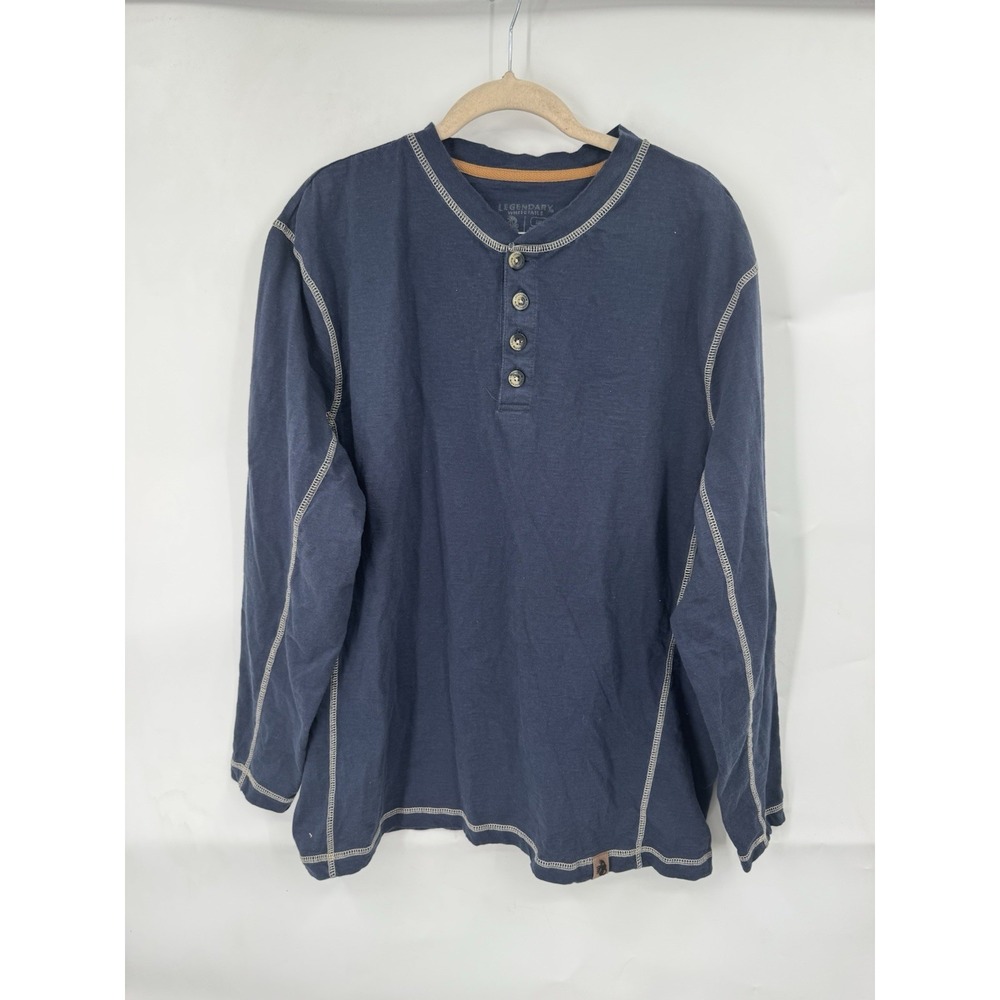 Legendary Whitetails Maverick Slub Cotton Long Sleeve Henley‎ Top Men L Blue